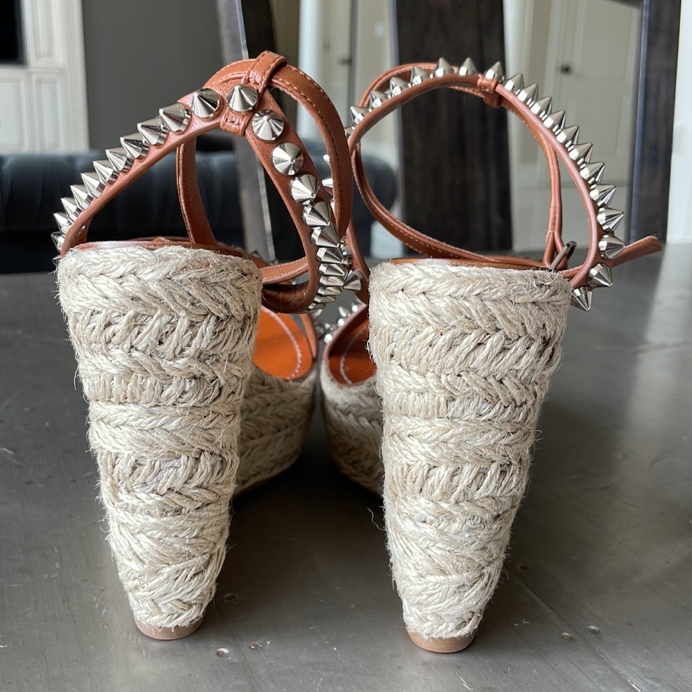 Christian Louboutin mafaldina Zeppa 120mm wedge espadrille sandal cuoio brown 39 - Picture 7 of 13